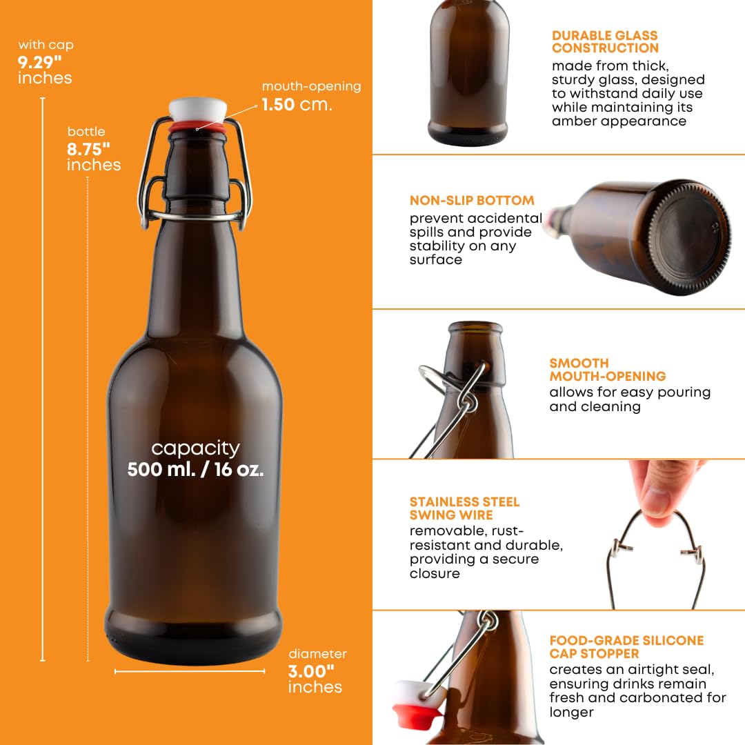 Amazon.com: FastRack Swing Top Glass Bottles |16 oz – Pack