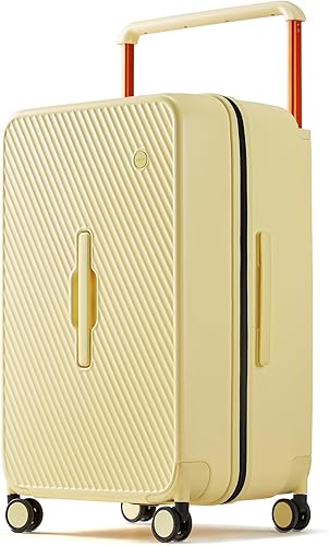 mixi Maleta de equipaje a cuadros grande con ruedas giratorias Asa ancha PC Hard Shell, Amarillo alondra, 26 pulg.