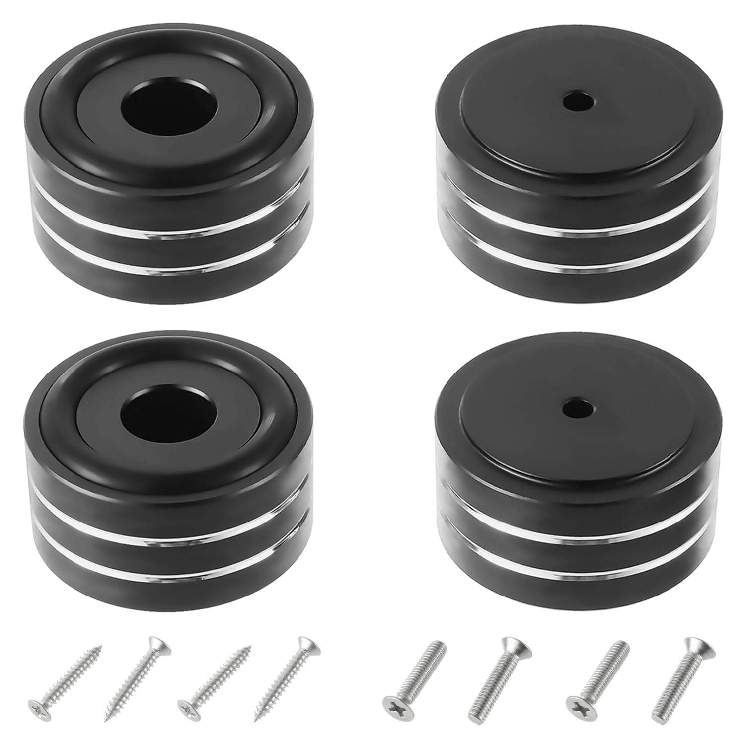 4 Morceaux Haute Fidélité Amortisseurs Supports antidérapants Amortisseurs Base, pour appareils Parleur Caisson de Basses et à Domicile cinéma (40×20mm, Noir)