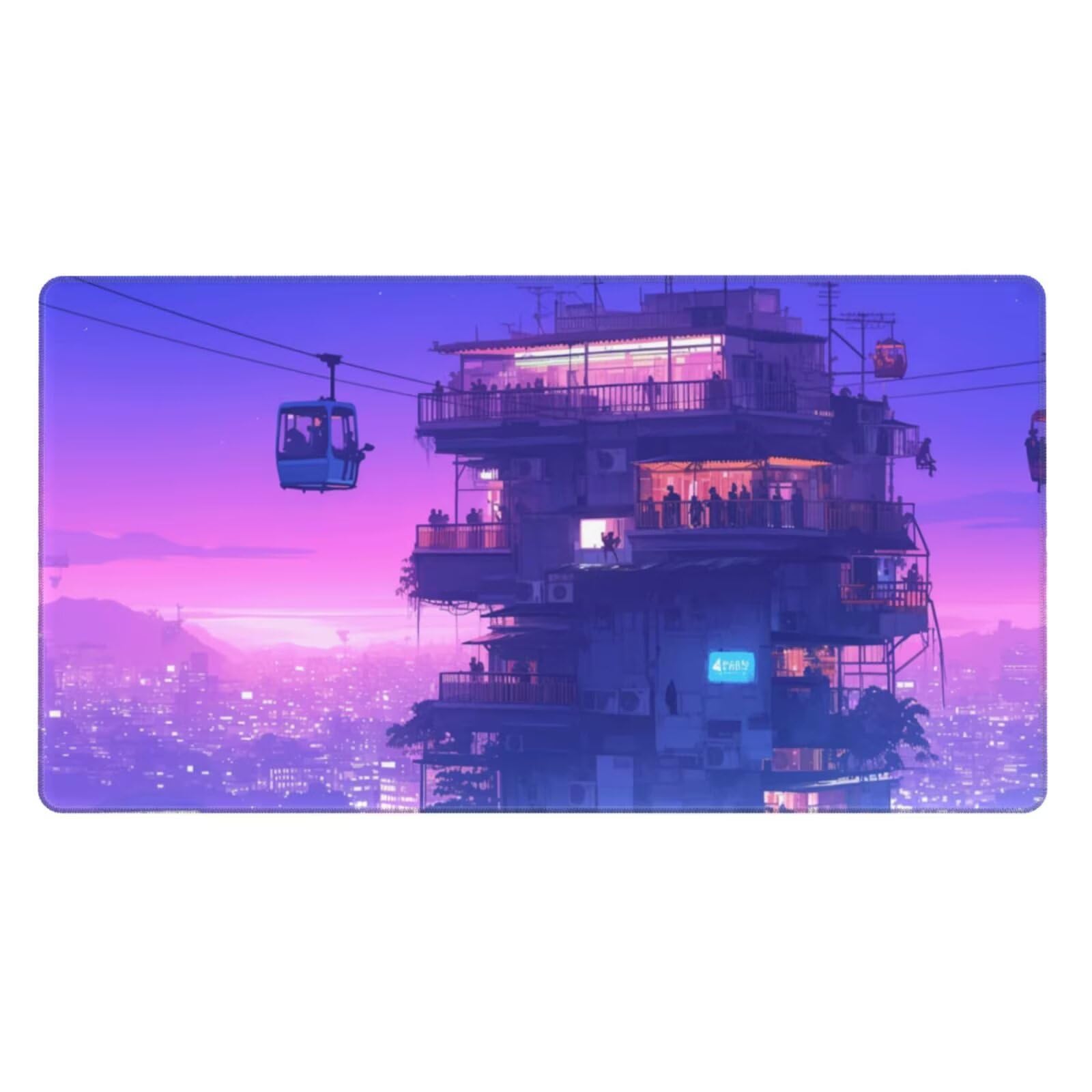 Alfombrilla de Ratón Gaming Grande XXL 1200x600x4mm con Bordes Cosidos, Tela de Micro Tejido, Base de Goma Antideslizante y Mouse Pad, para Teclado Jugadores Escritorio, PC, Oficina Noche Morada Y6945