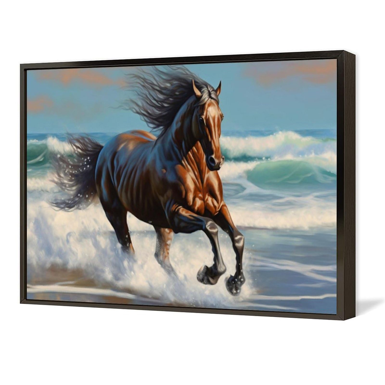 Amazon.co.jp: 絵画 湖のほとりに白い馬が立っているインテリア 絵画