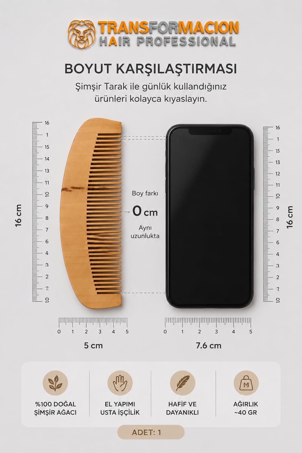 Transformacion%100 Doğal Madagaskar Şimşir Ahşap Tarak - 16 cm Anti-Statik Elektriklenme Önleyici El Yapımı Saç Derisi Masaj Tarağı Kepek Karşıtı Organik Saç Açma Tarağı 722266