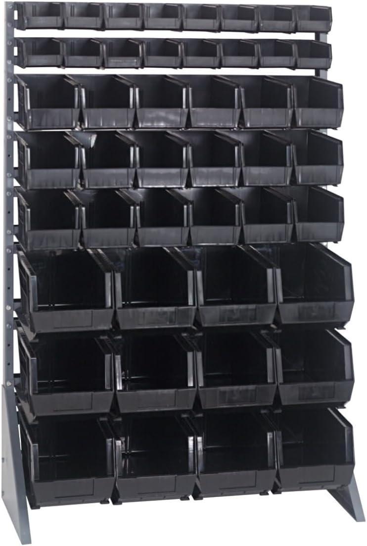 Quantum HNS230BK Hanging Rail System, 10-7/8-Inch by 5-1/2-Inch by 5-Inch, Black, Set of 6 bins and 2 rails