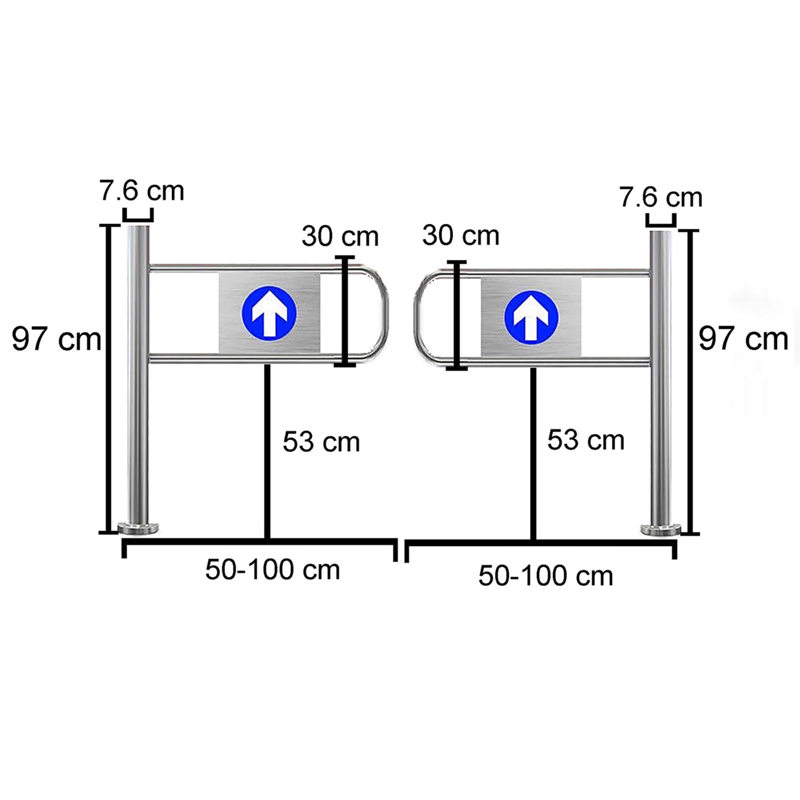 Portail D'Entrée Pivotant, Portillon De Sécurité Pivotant À 90° en Acier Inoxydable, Conception À Sens Unique, Portillon De Sécurité en Acier Inoxydable pour Supermarché, Allée D'Usine, Allée De Parc