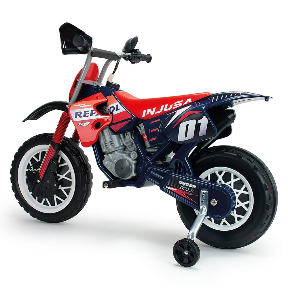 Moto électrique pour enfants 3 ans 4 ans 5 ans Repsol 6 V Bleu – Moto à batterie pour enfants avec roues de soutien - Poignée d'accélérateur - 5-6 km/h – INJUSA