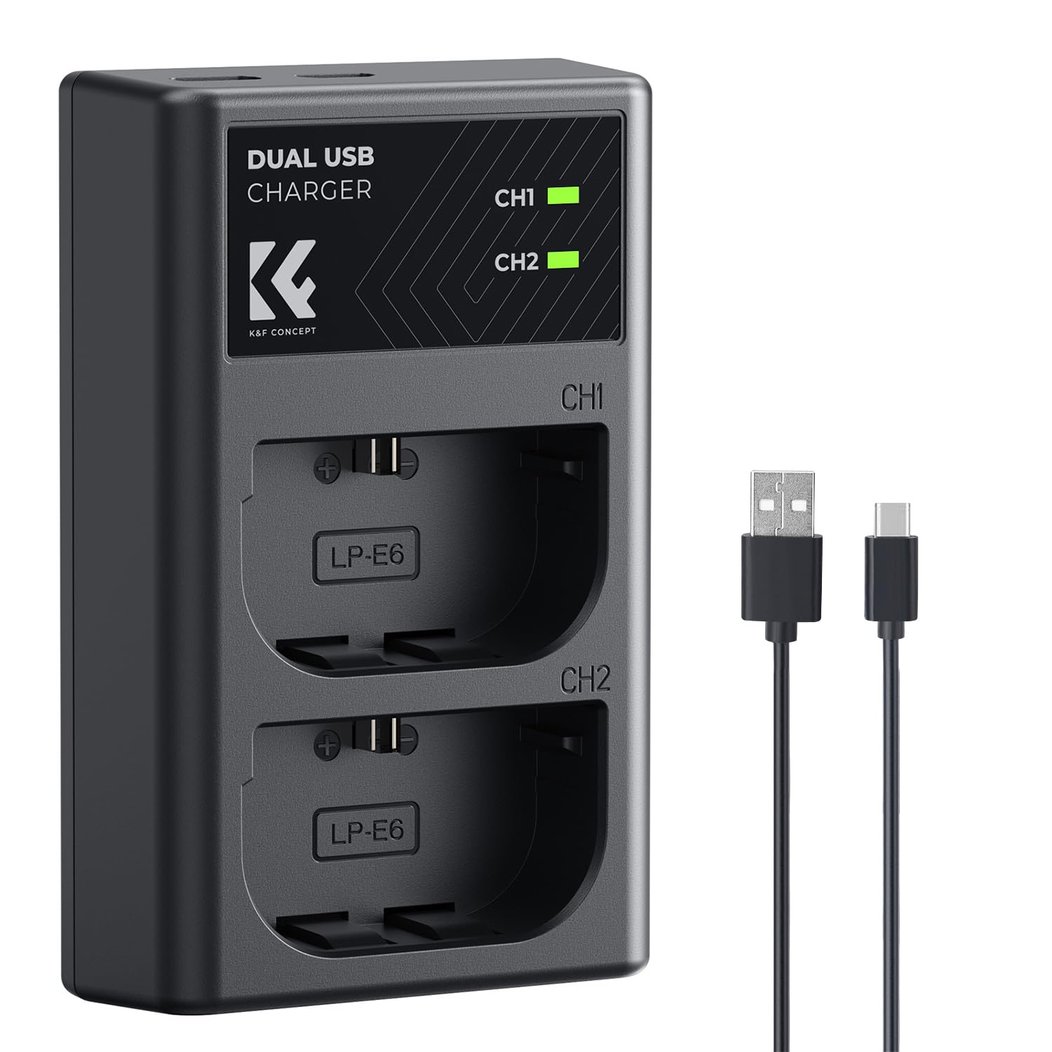 K&F Concept LP-E6/LP-E6N/LP-E6NH Battery Charger, Dual Slot Quick Charger for Canon EOS R5, EOS R6, EOS R, EOS 5D Mark IV, 5D Mark III, 5DS, 5DS R, 5D Mark II, 6D Camera