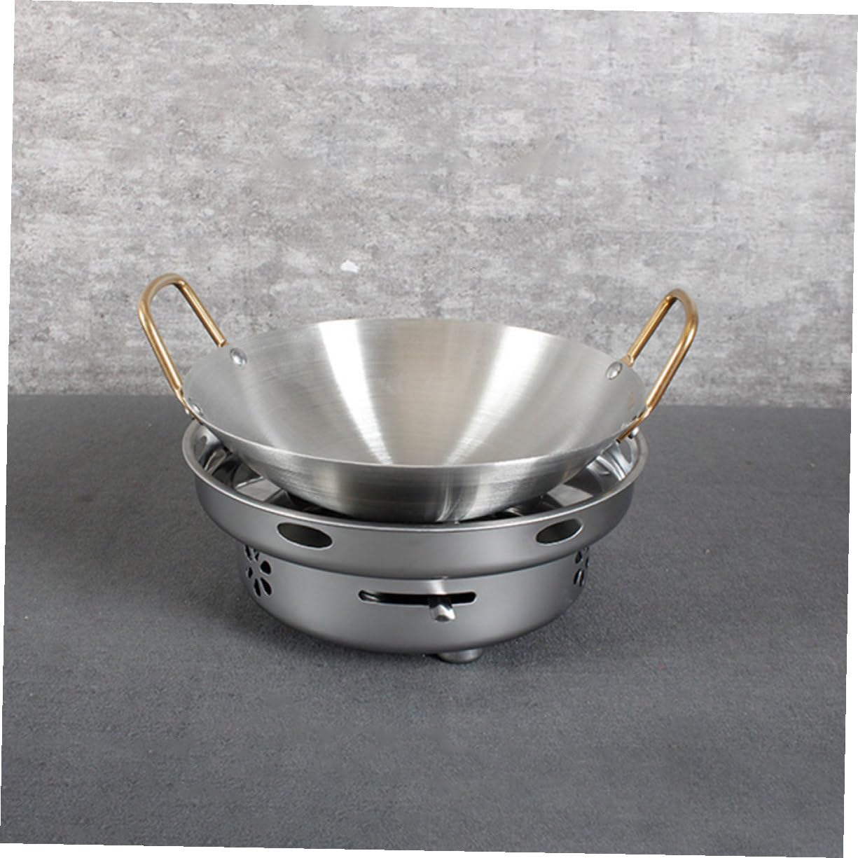 Pentola Doppia in Acciaio Inox 26 Cm Manici, Wok per Fornelli e Hot Pot per Ristorante, Padella Liscia Antiaderente per Cucina Domestica e Cottura di Ramen e Noodles