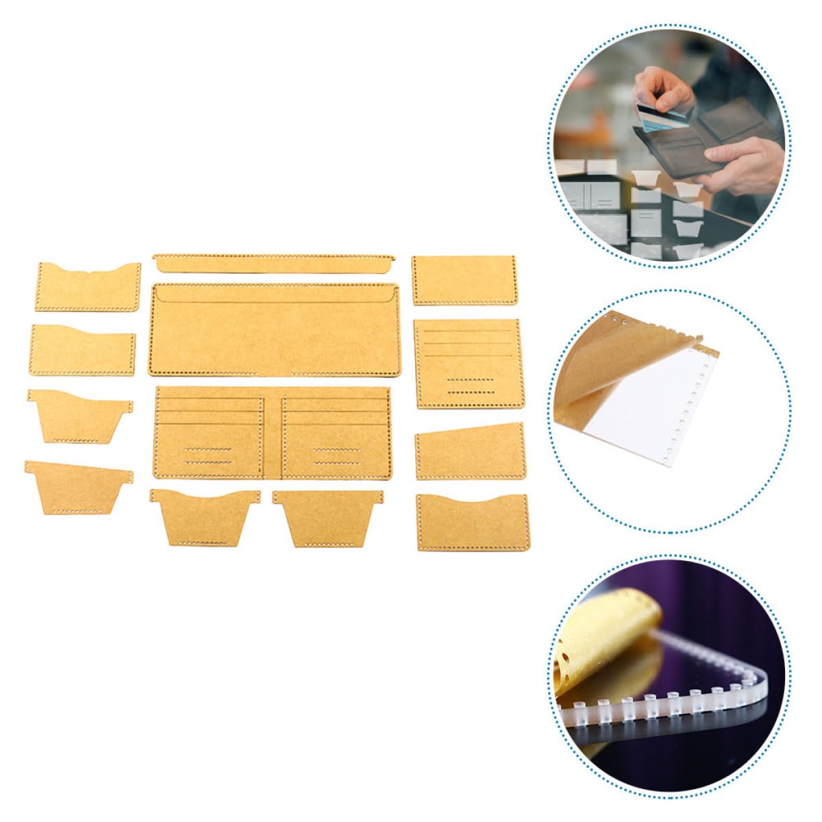 Modèle de Portefeuille Gabarit Portefeuille Pratique en Cuir Réutilisable en Acrylique pour Création Rapide et Précise pour Artisans et Débutants