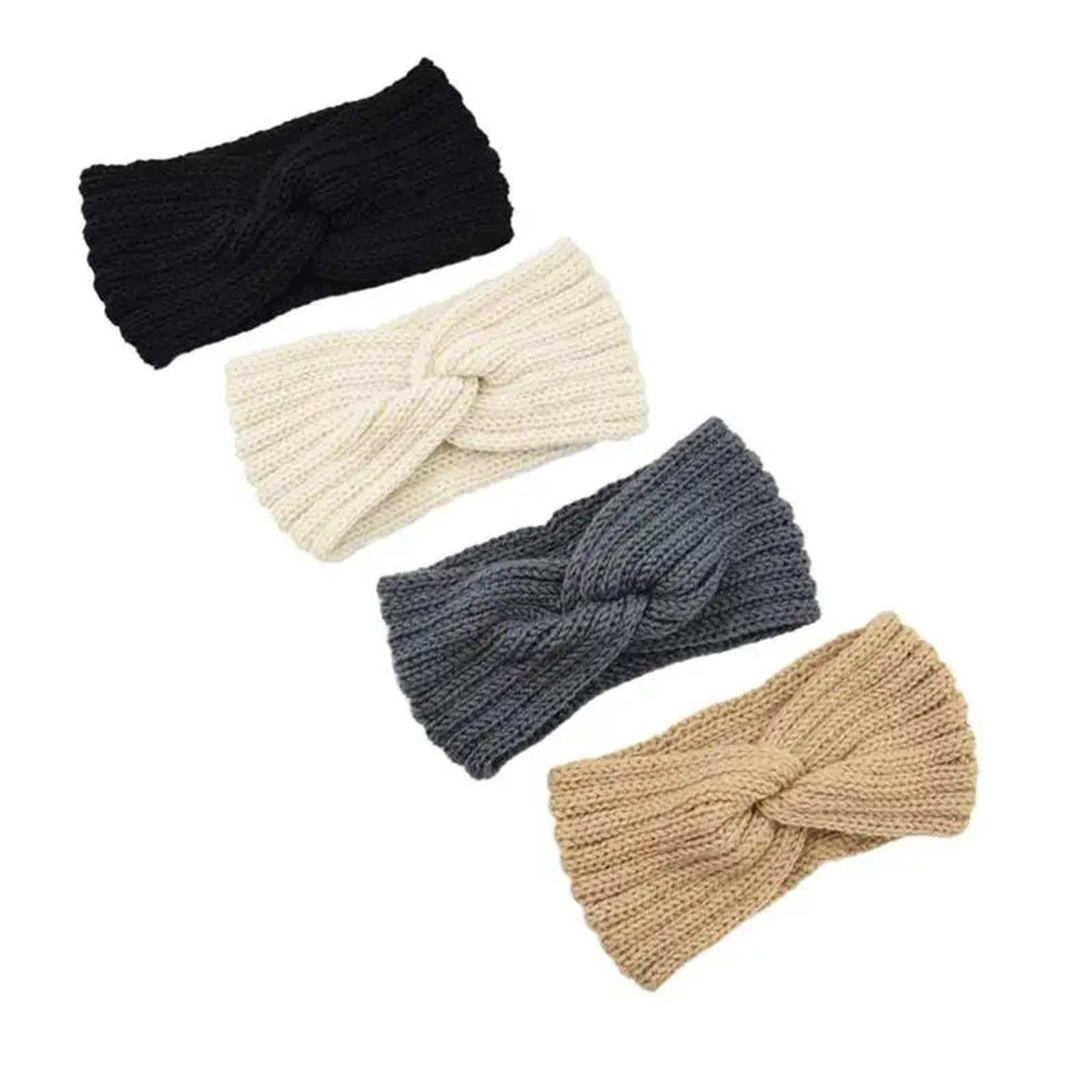 Cerchietto Invernale 3 pezzi fasce for capelli da donna fasce elastiche for capelli tinta unita turbante lavorato a maglia intrecciato fascia for capelli for ragazze invernali Per La Decorazione(Blue
