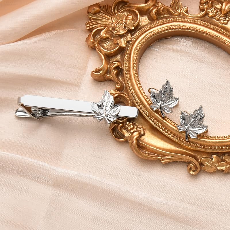 Set de Mancuernillas y Sujetacorbatín con Hoja de Arce para Hombre miniatura 3