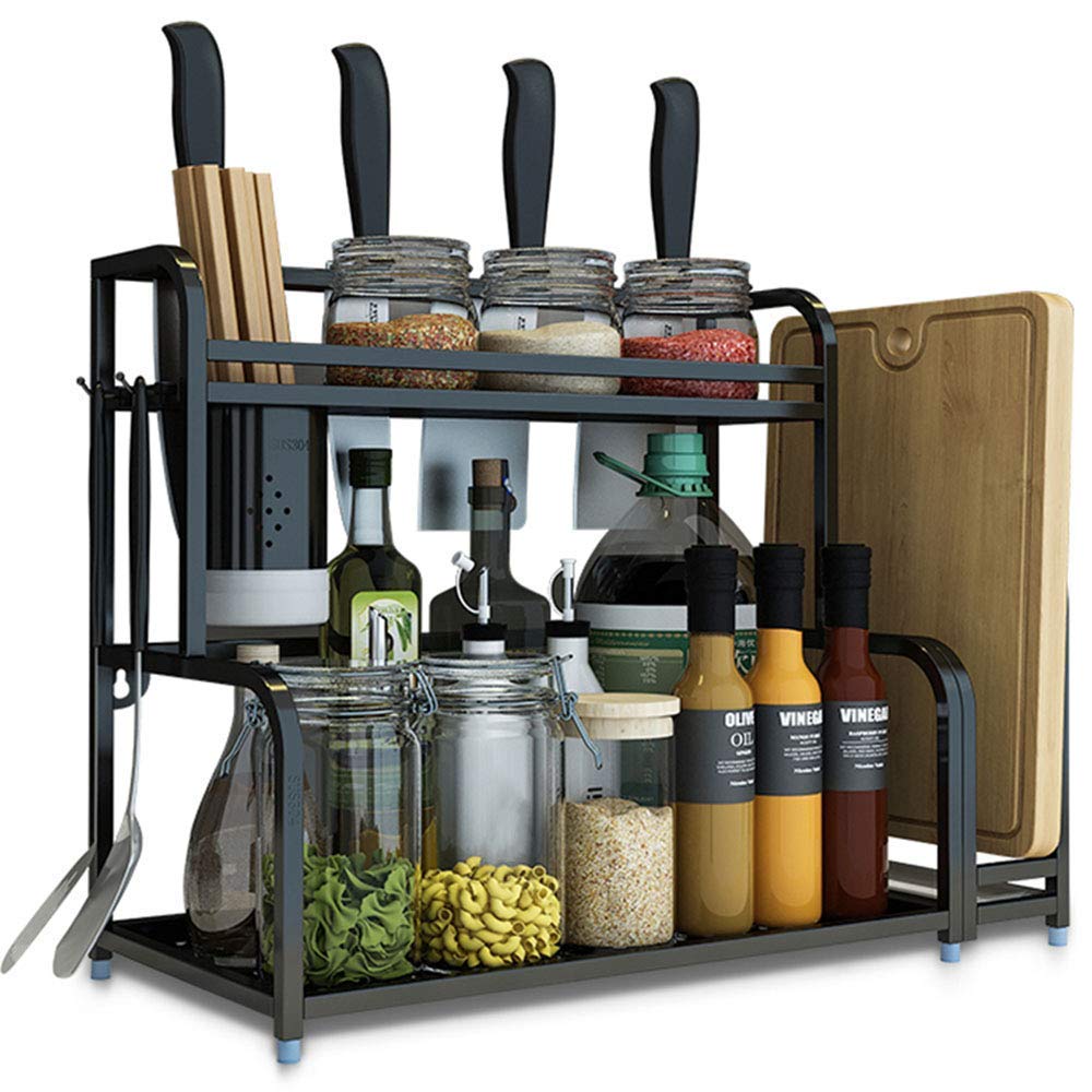 HADECOLL Shelf,Home Kitchen Rack Stainless Steel Punch-Free Spice Rack Floor-Standing Cutting Board Rack Kitchen Supplies Storage Rack,40×22×42Cm,40×22×42Cm