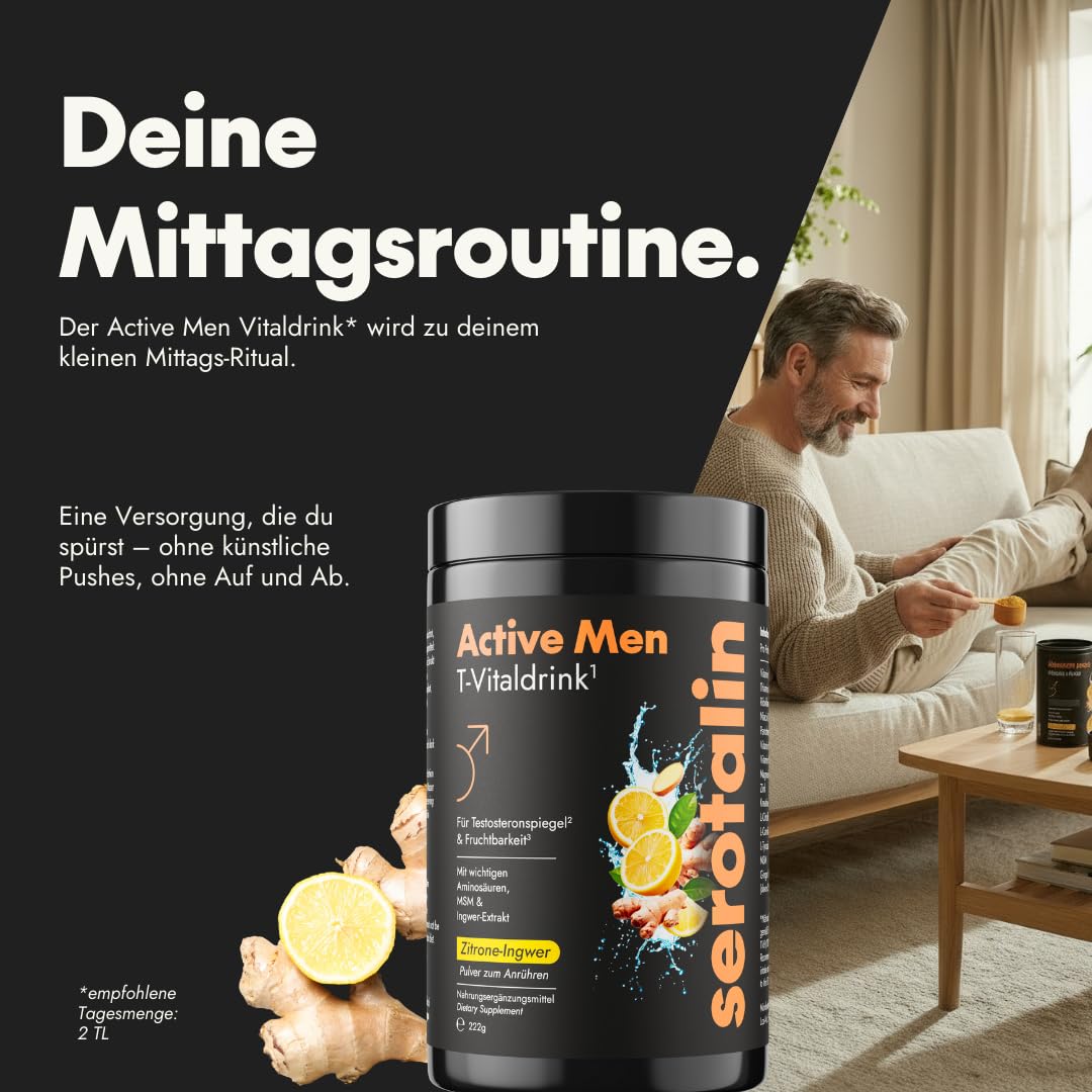 serotalin Active Men Complete Set | Kapseln mit Maca, Night Kapseln mit KSM-66 Ashwagandha & Drink mit Kreatin | Nährstoff Komplex | Made in Germany