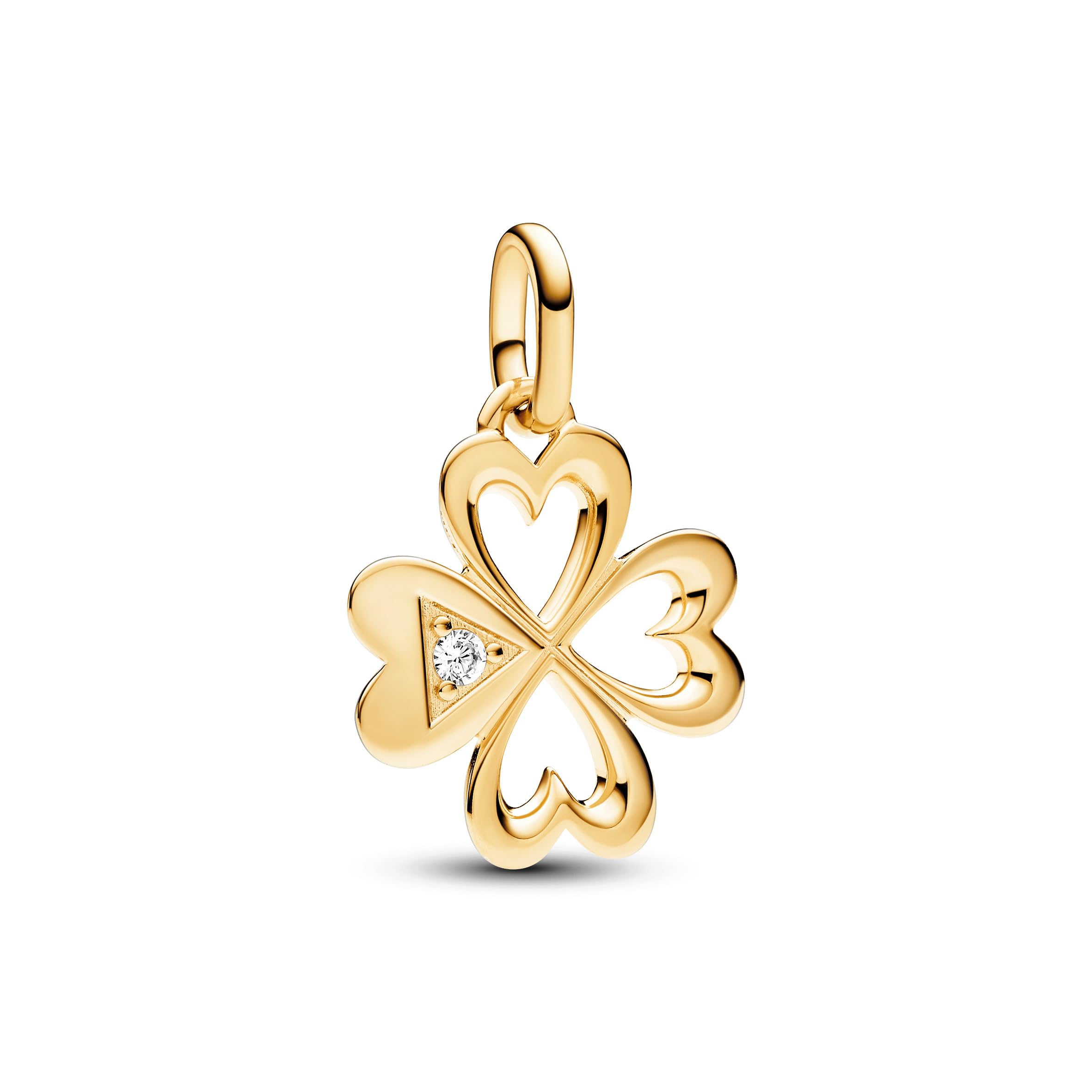 PANDORA ME Herz Vierblättriges Kleeblatt Medaillon-Charm aus Sterling Silber mit vergoldeter Metalllegierung, Cubic Zirkoniastein, Kompatibel ME und Moments Armbändern, 763034C01