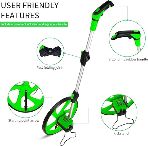 Miniatura 5 de Zozen Rueda de medición, rueda de medición de distancia en pies, herramienta de medición de rueda, rueda de medición rodante, plegable con mochila