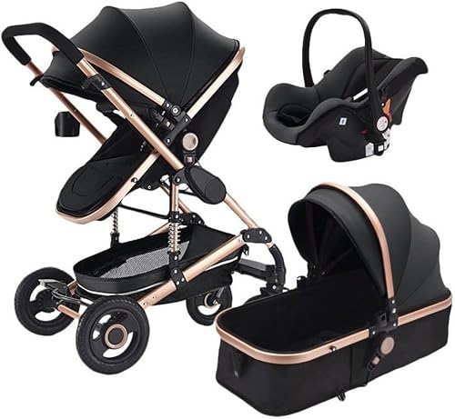3 in 1 Multi-functional Baby Stroller with Baby Carry Basket - Black