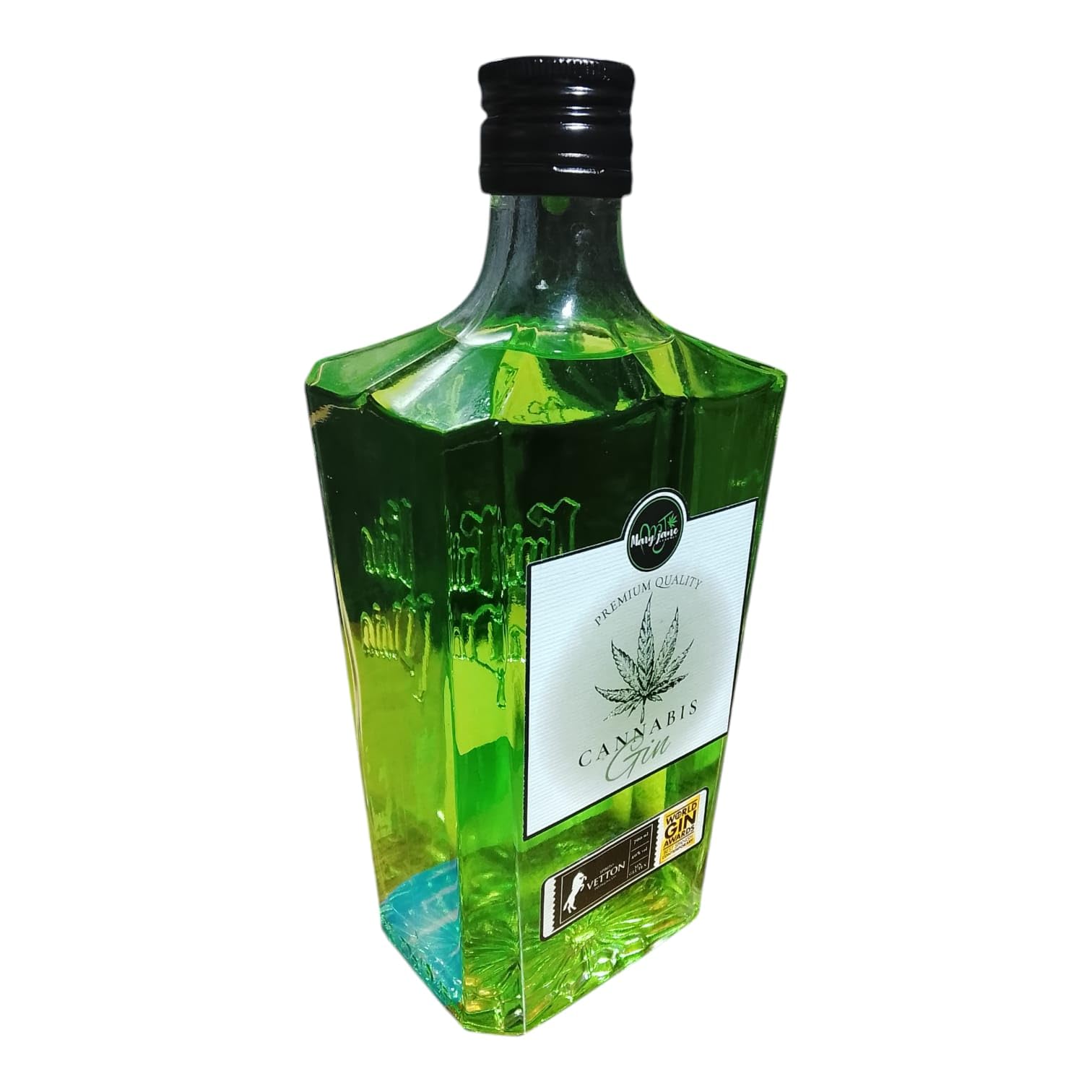 Ginebra Artesanal Cannabis MaryJane Extra Dry – 5 Destilaciones Premium – Botánica Exclusiva con Aromas Herbales – Gin Gourmet Producida en Extremadura – Sin Gluten – Botella 70 cl