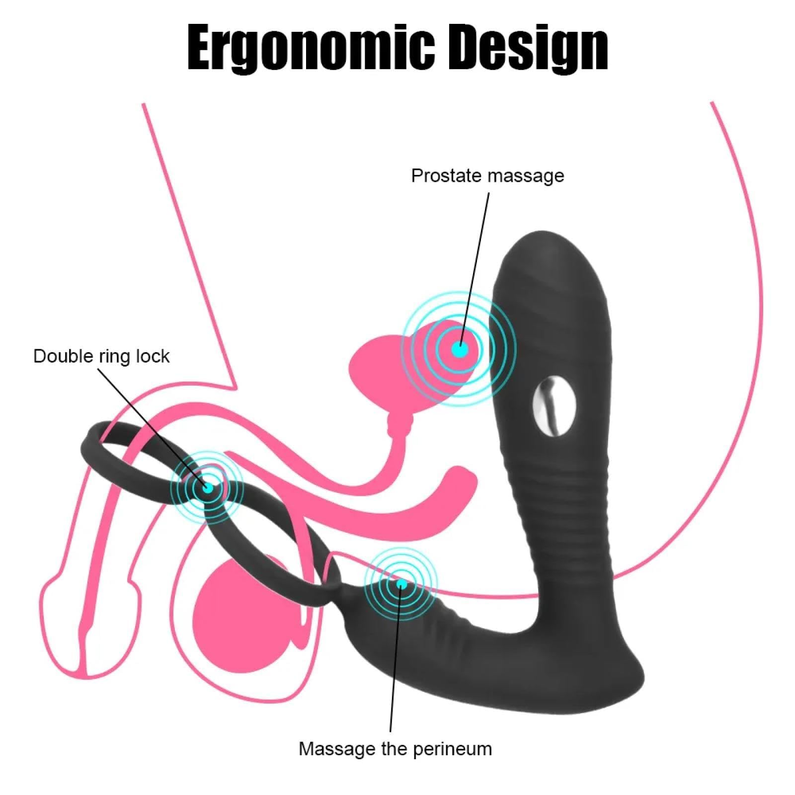 Anello di bloccaggio Anello del pene Vibratori a scossa Giocattoli anali per uomini Anelli per il pene potenti Donne Masturbatore Plug anale Giocattoli sessuali