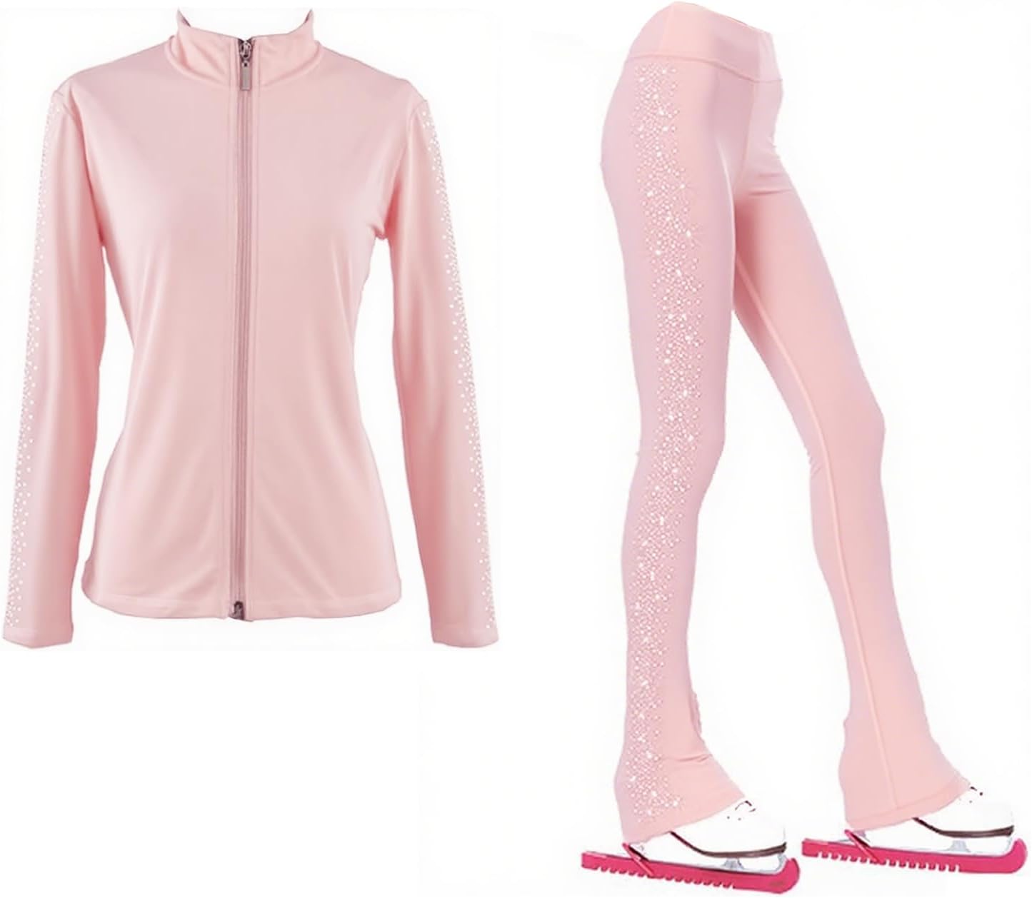 LIUHUO Ice Figure Skating Training Pants Jackets Girls Womens Fleece Shiny Colored Diamond Girl Warm Tracksuit Comfortable