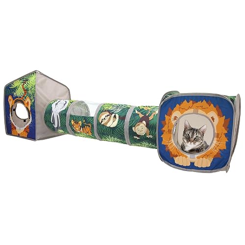 Kitty City Jungle Cat Cube Combo, Cubo Plegable para Gatos, Cama para Gatos, túnel, Juguete para Gatos