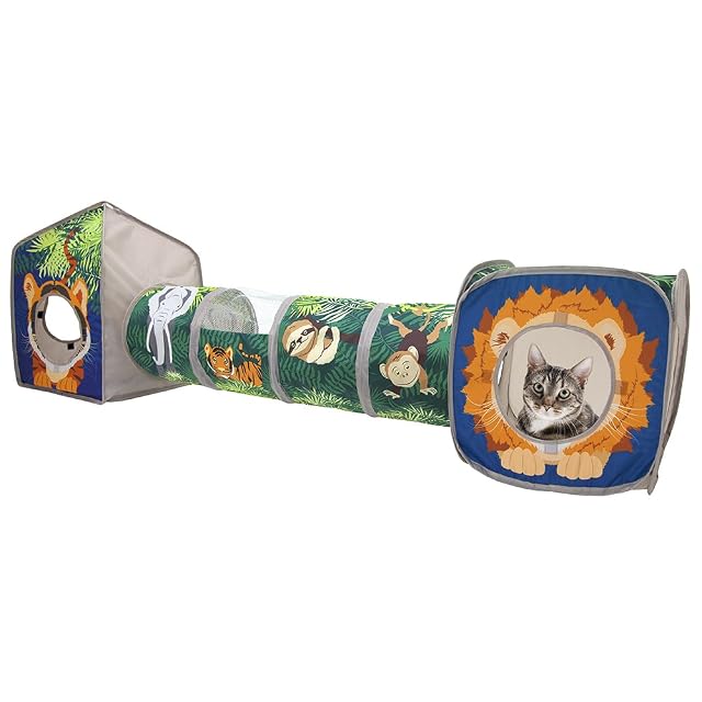 Kitty City Jungle Cat Cube Combo, Cubo Plegable para Gatos, Cama para Gatos, túnel, Juguete para Gatos
