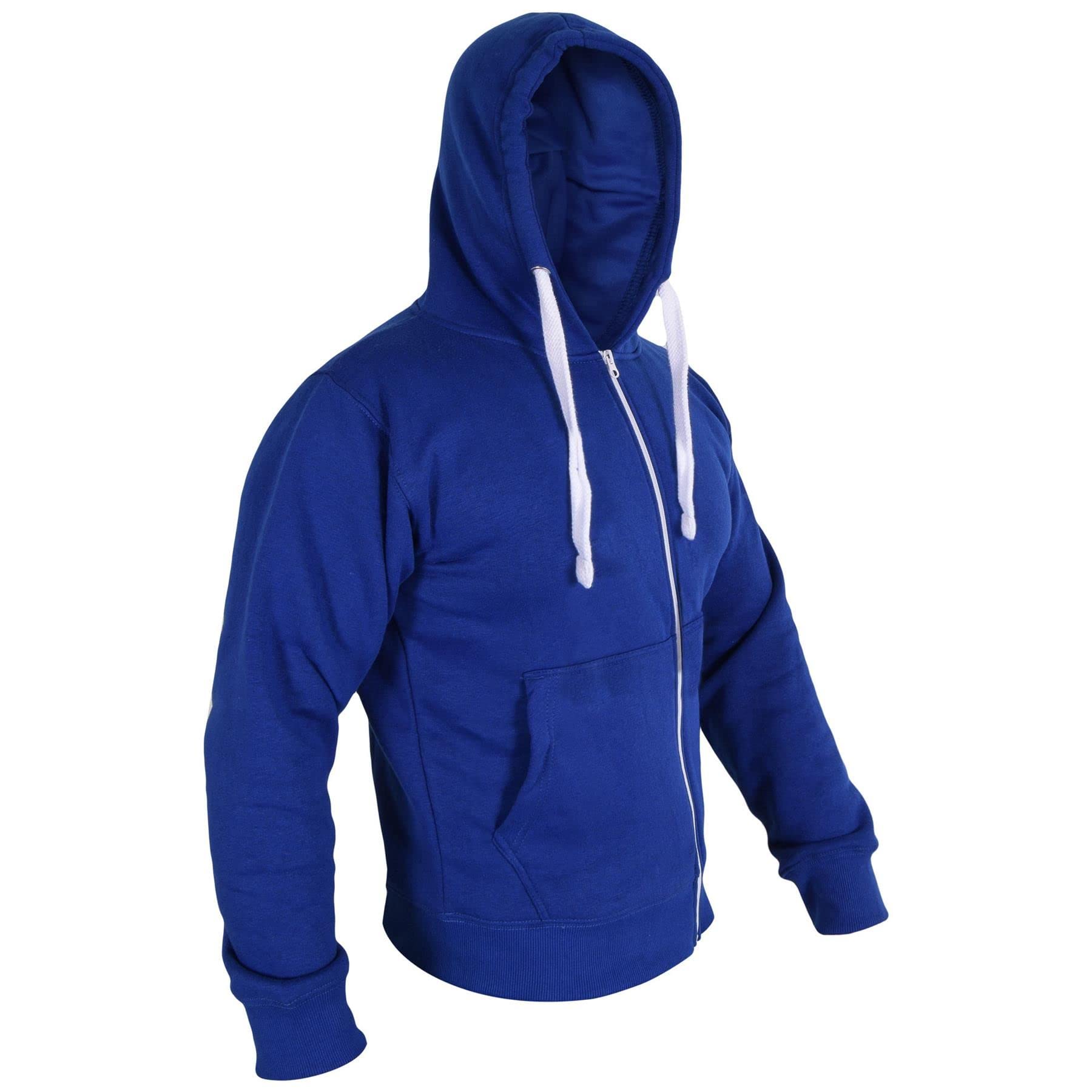 A2Z Męskie runo Zwykły błyskawiczne Bluza Zakapturzony bezpieczeństwo - Zipper Royal XXL