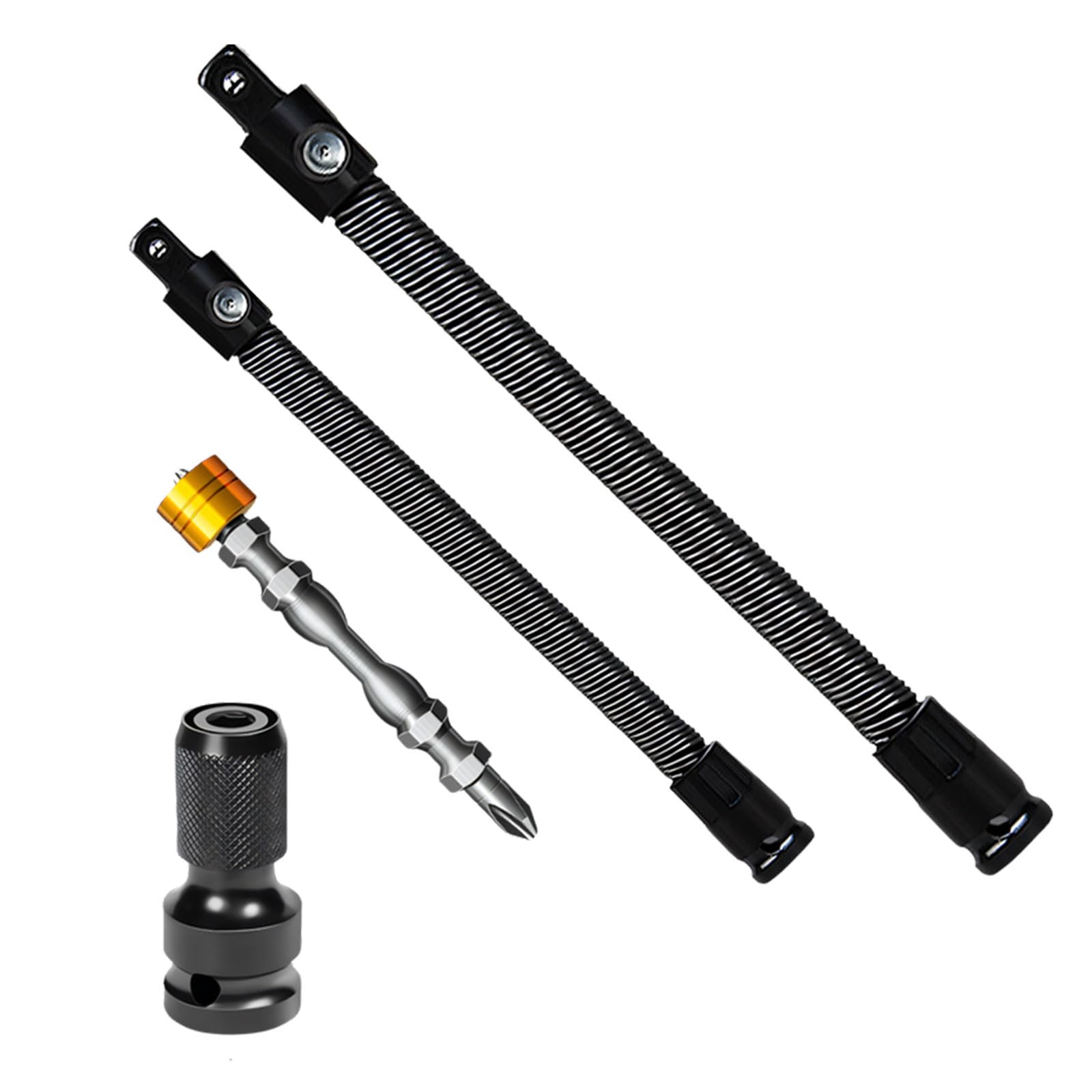 Shntig Bendable Shaft Extension Collection Works With Electric Wrenches Ideal For Tight Spaces Auto Maintenance Professional Effect Extensions