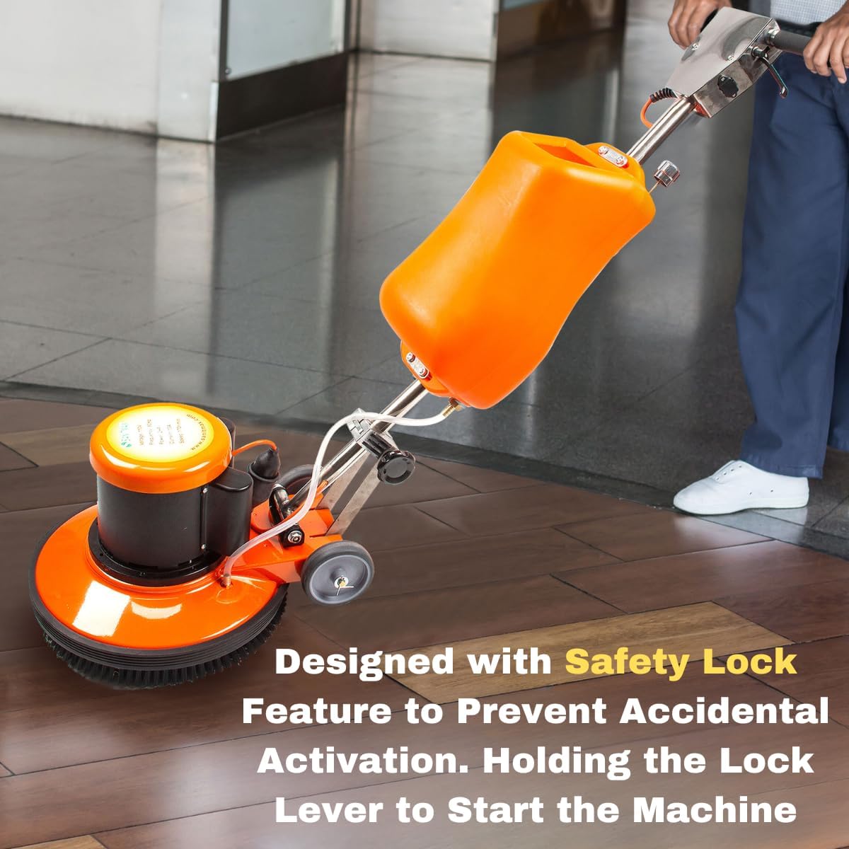 17" Commercial Floor Buffer Scrubber Polisher Machine, 2.0 HP, 175 RPM, 3.4-Gal Tank, Multi-Function Floor Machine for Scrubbing, Stripping, Polishing & Waxing