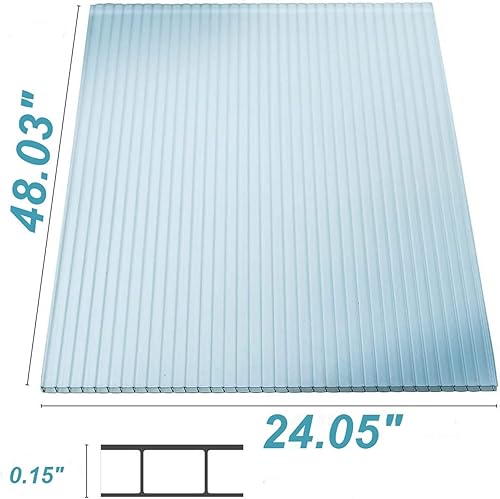 Miniatura 3 de 20 paneles de policarbonato para invernadero de 2 x 4 pies, láminas de policarbonato de doble pared de 0.16 pies de grosor, transparente, resistente