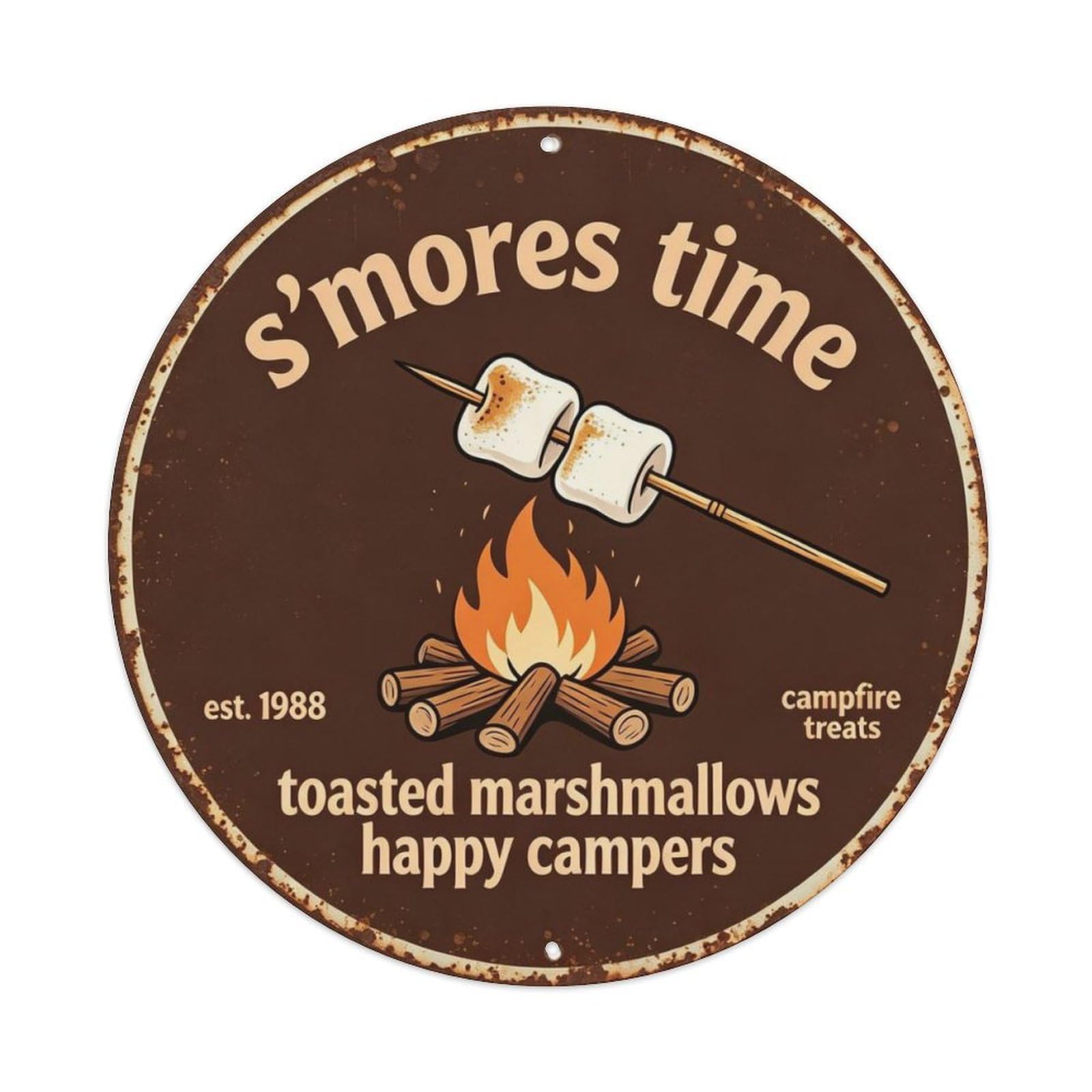 Toasted Marshmallows Happy Campers Metal Tin Sign Plaque