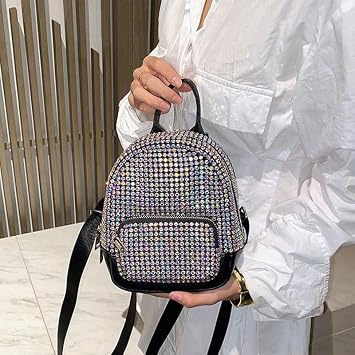 Rhinestones Backpack Bling Purses for Women Diamond Purse Glitter Sparkly Fashion Purse for Evening Party Shopping Work Silver AB