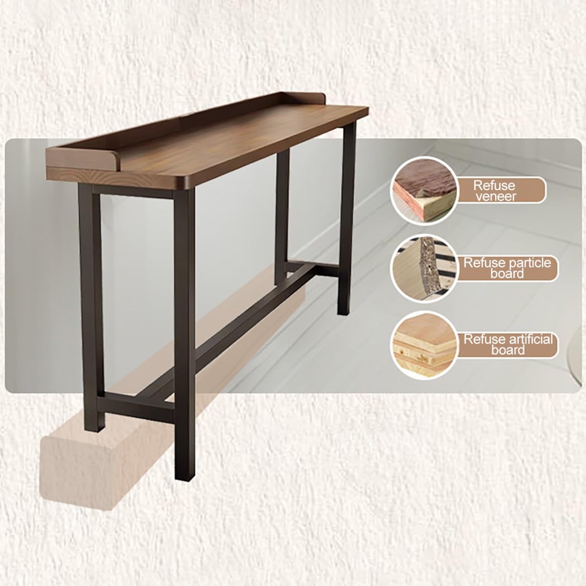 Mesa de bar de madera, mesa de comedor alta industrial para cocina, cafetería, mostrador de desayuno