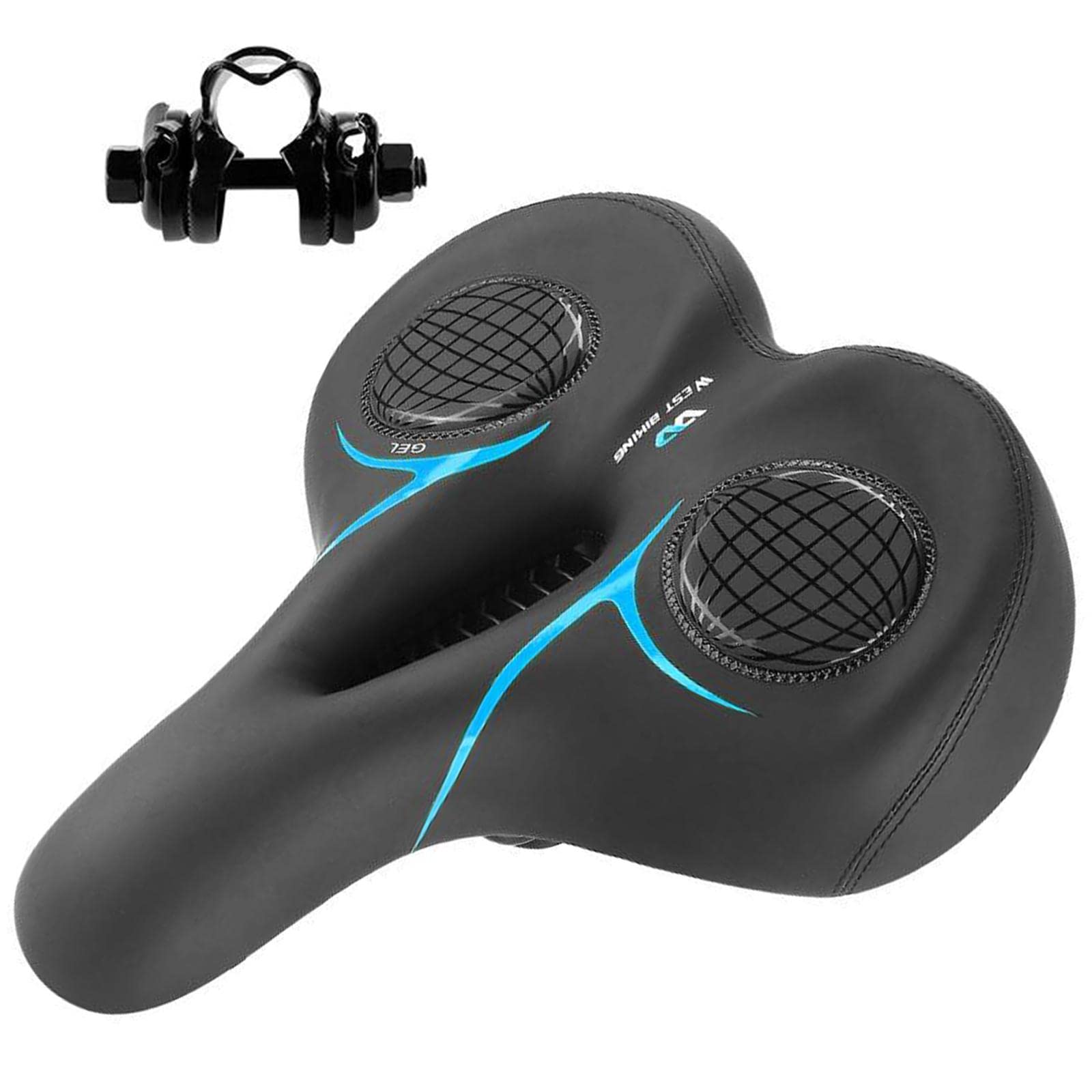 Amagogo Hollow Mountain Bike Seat Long Distance Riding Non Slip Replacement Comfort Shock Absorber Saddle for Road Bikes, Blue
