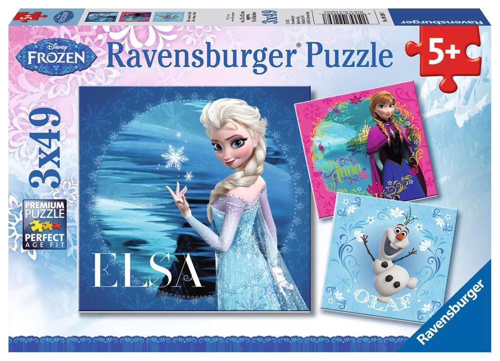 Ravensburger Kinderpuzzle - 09269 ELSA, Anna & Olaf - Puzzle für Kinder ab 5 Jahren, Disney Frozen Puzzle mit 3x49 Teilen