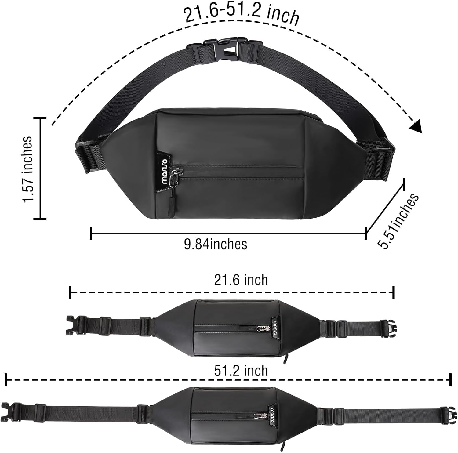 MOSISO Sling Bag, Crossbody Fanny Pack for Men Women,Belt Bag with Adjustable Shoulder Strap, Small Sling Backpack with RFID Blocking Pocket Waist Pack for Travel Running Cycling Workout Sport, Black - Image 3