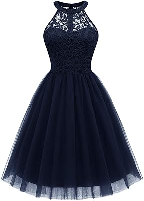 Dressystar Women's Sequin Short Prom Dress Sparkly Halter Tulle Cocktail Party Homecoming Dresses