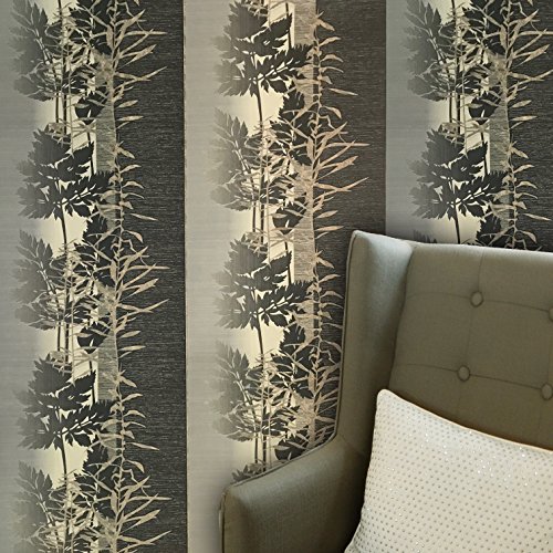 113 sq.ft Rolls Modern Slavyanski wallcoverings Floral Forest Trees Tree Pattern Vinyl Non-Woven Wallpaper Beige Gray Gold Metallic Green hue Textured Striped Stripes coverings 3D Paste The Wall only