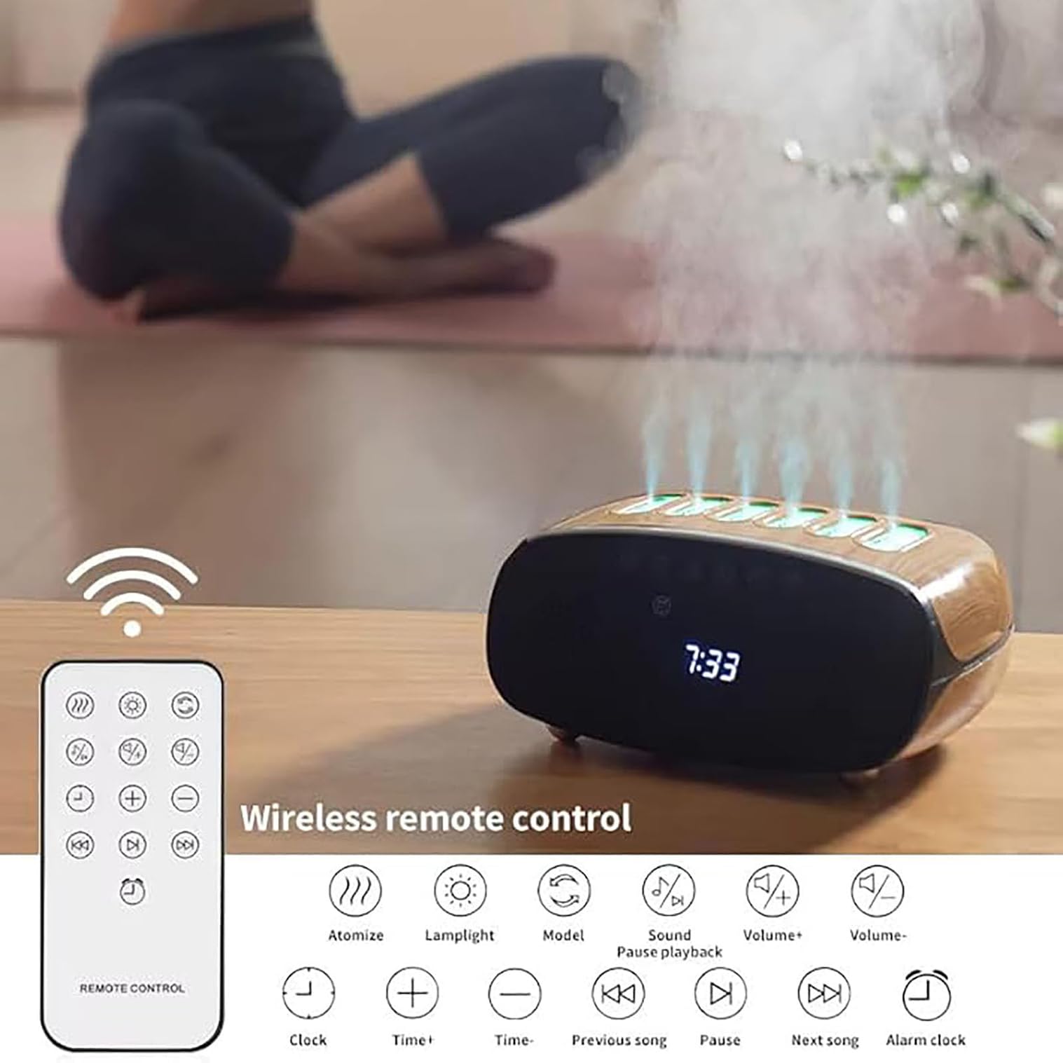Humidificador de aire de 500 ml para dormitorio, niebla fría con luz nocturna RGB, difusor de aceite esencial, fácil de limpiar, pantalla LED para uso doméstico y de oficina
