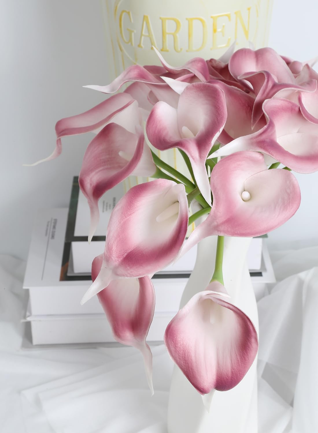 IPOPU Pink Fake Calla Lily Flowers 24PCS Real Touch Pink Calla Lily Faux Flowers Arrangement for Home Party Wedding Bouquet Centerpieces Flower Home Decoration (Pink) - Image 2