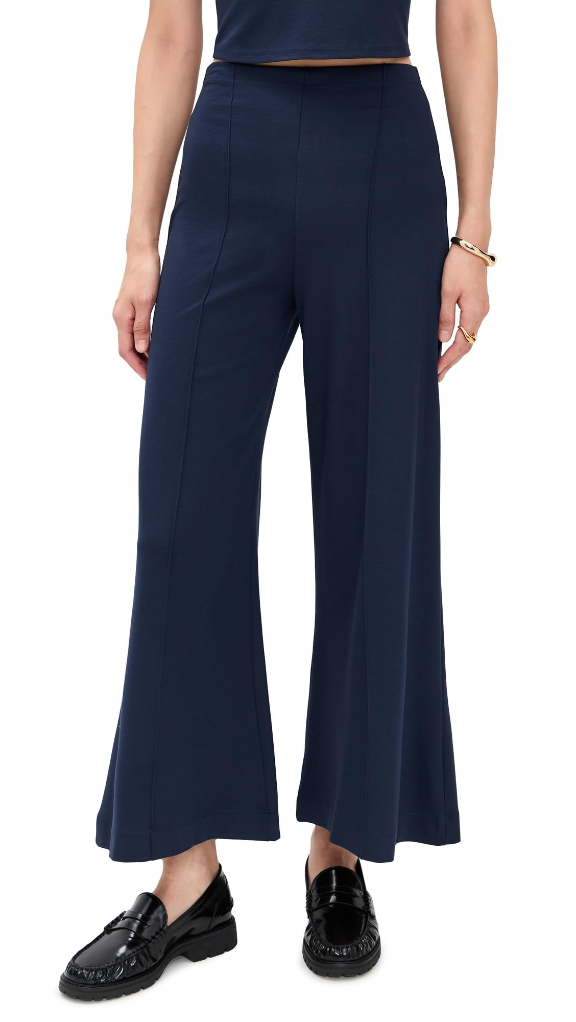 RIPLEY RADER Womens Ponte Knit Cropped Wide Leg Pants