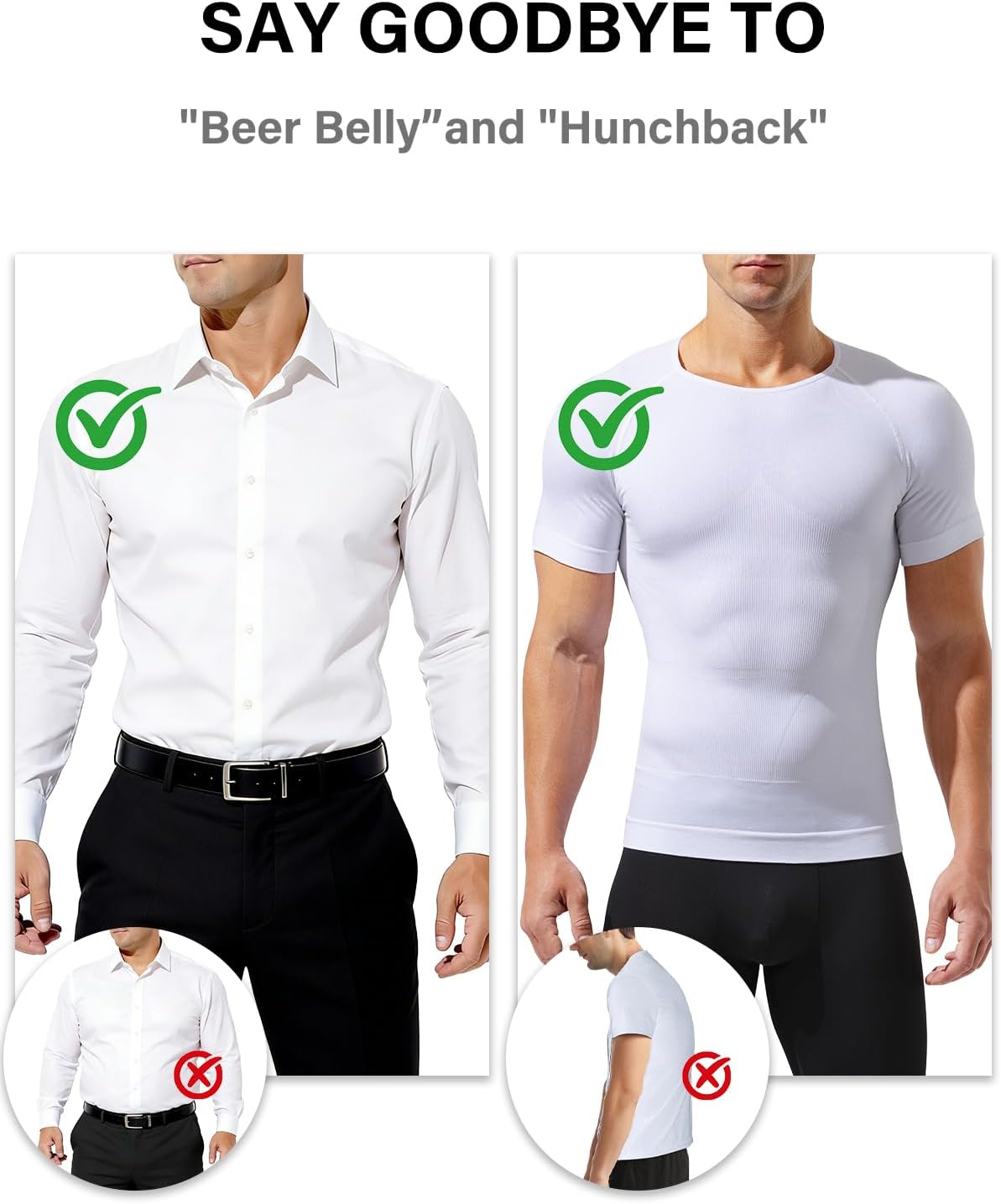 Casey Kevin Mens Compression Shirt Short Sleeve Slimming Shapewear Undershirt Gynecomastia Tummy Control Vest 3 Pack