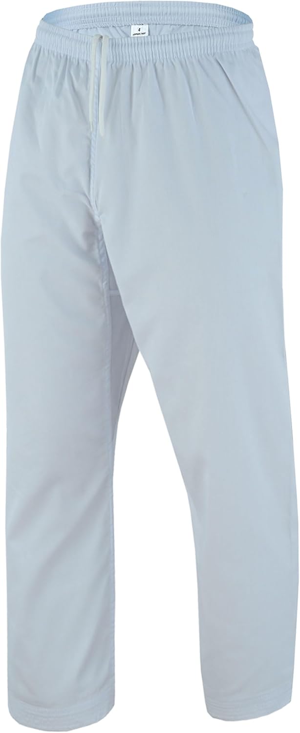 TRUESAGA - Solid Color Regular Karate Pants 8 Oz Cotton-Poly Light Weight Unisex