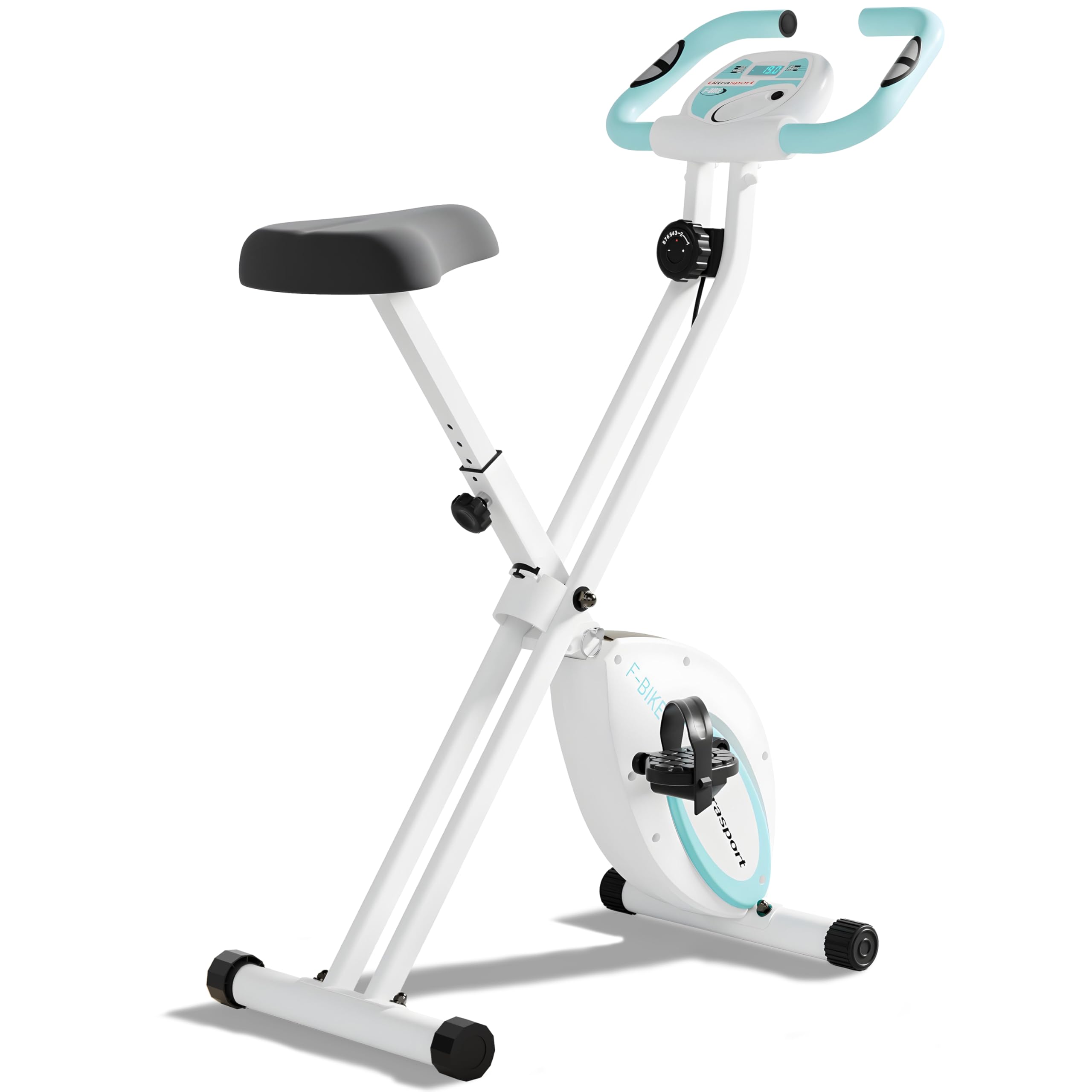 Ultrasport F-Bike Cyclette da Casa Pieghevole I Cyclette Pieghevole da Casa fino a 130 KG con Sella Extra Confortevole e LCD Display, Cyclette da Camera (Menta)