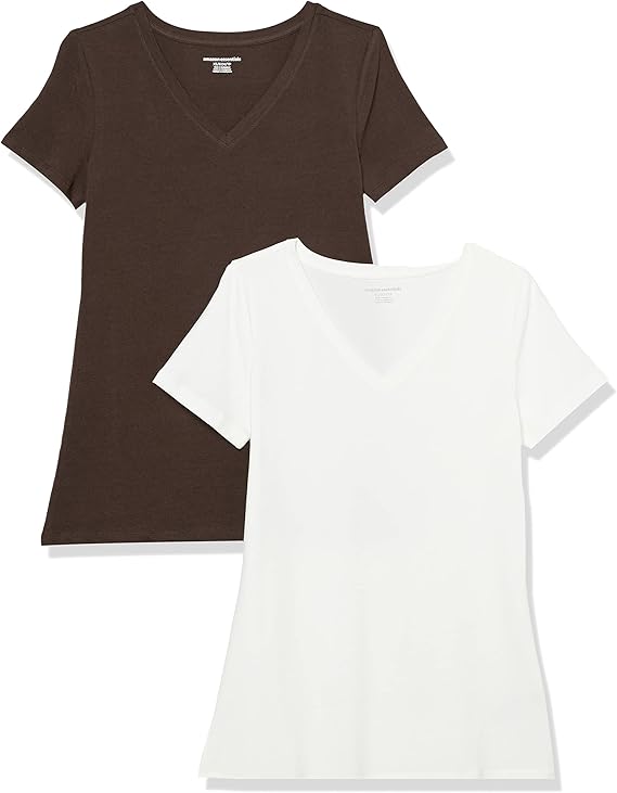 Amazon Essentials Women's Classic-Fit Short-Sleeve V-Neck T-Shirt, Multipacks
