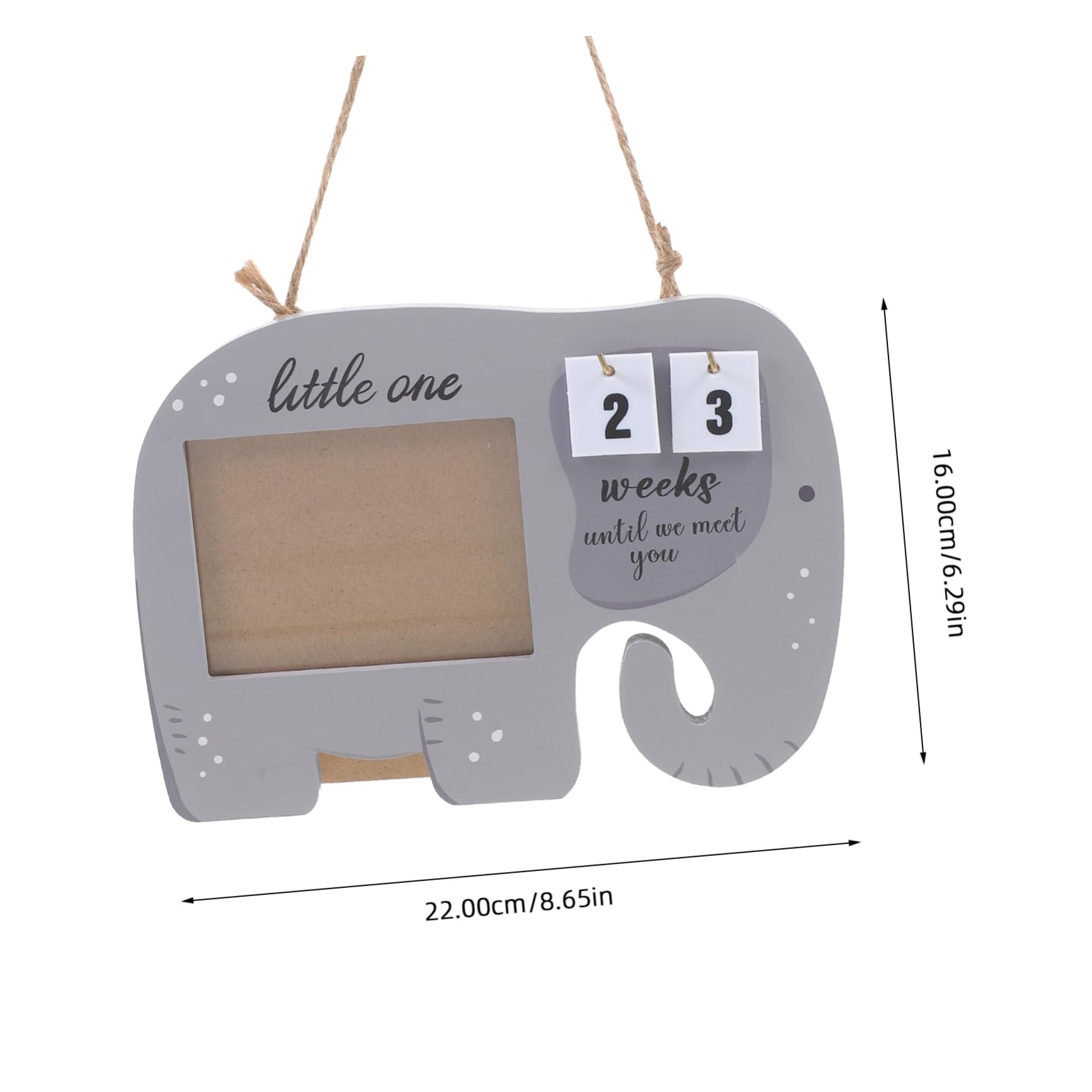 Hemoton Photo Frame Wooden Elephant Sonogram Picture Frame Milestone Month Photo Board Newborn Present