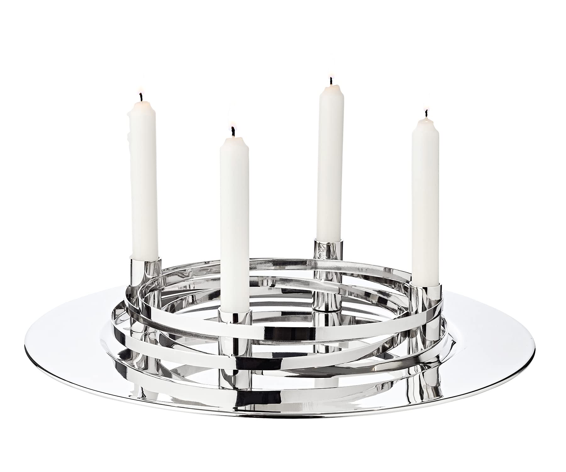 EDZARD Adventskranz La Avia, Durchmesser 39 cm, Edelstahl, silberfarben, für Stabkerzen