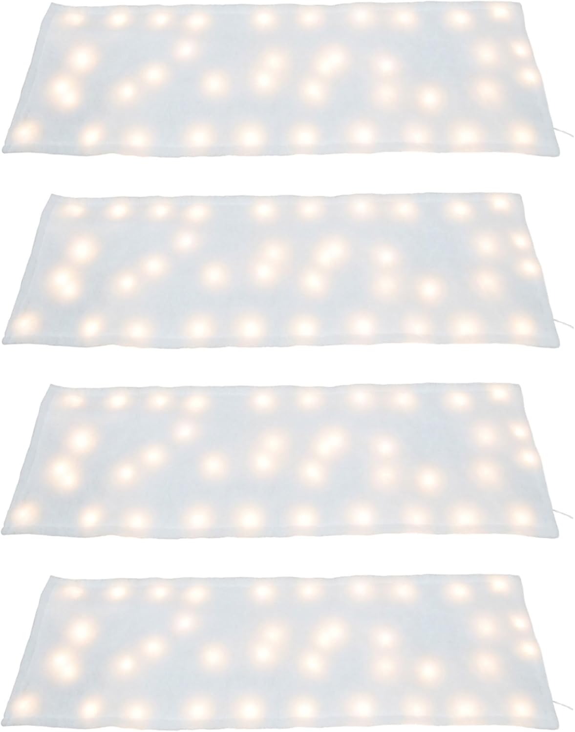 ProductWorks 4 Pack 60" x 15" Pre-Lit Snow Cover Blanket Christmas Village Display, 8 Function Indoor Holiday Decoration, 60 LED Lights, White