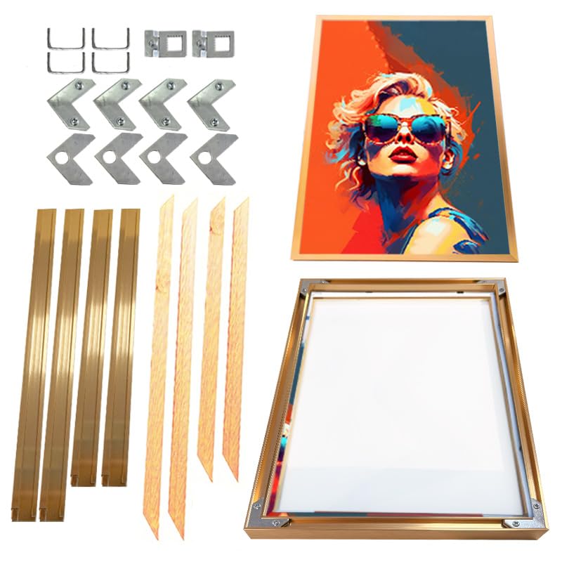 Canvas Frame 24x24 inch(60x60cm),DIY Metal Floating Frame with 0.5in Deep for Canvas Prints Oil Paintings,Wall Art,Poster Living Room Bedroom Kitchen Decor (Gold)