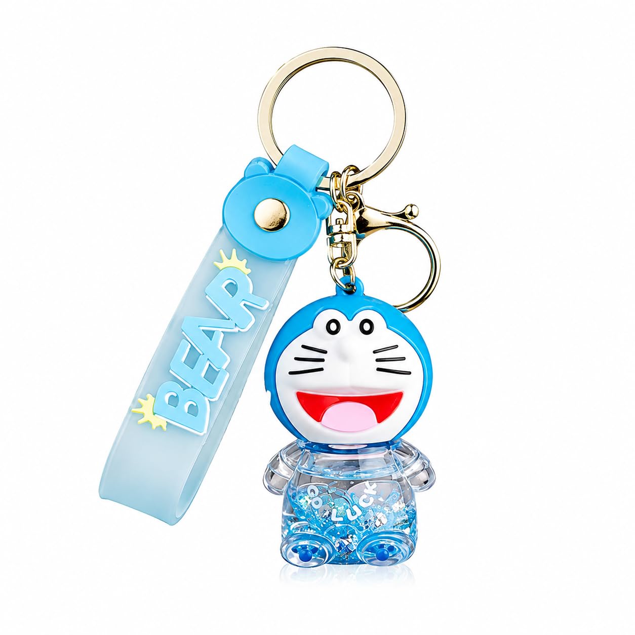 3D Acrylic Liquid Keychain Cute Charm Keyring for Girls Silicone Strap
