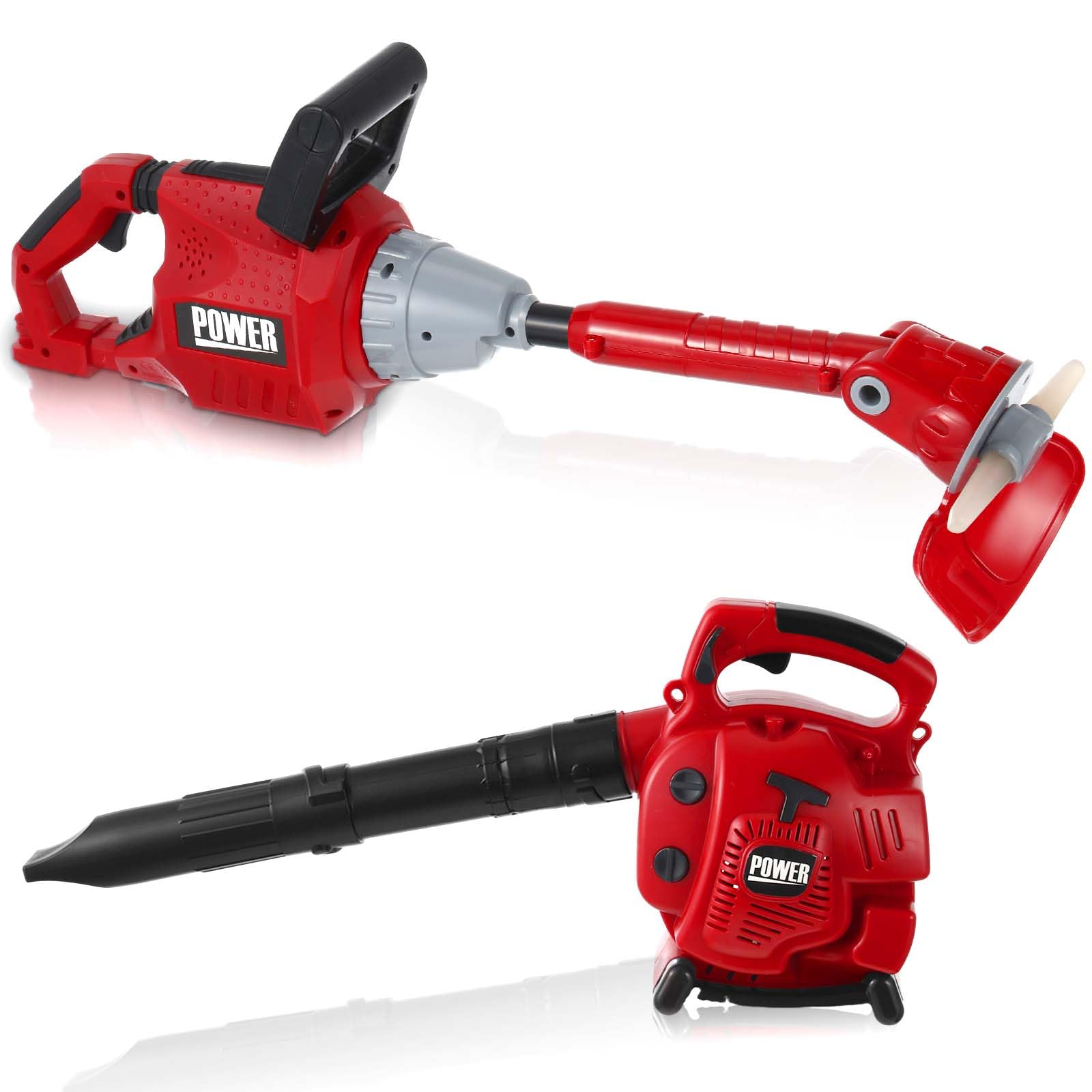 Arrowbash 2 Pcs Toy Gardening Tool Set for Kids Leaf Blower Toy Weed Trimmer Battery Powered Gardening Tool Set with Lights and Sounds Christmas