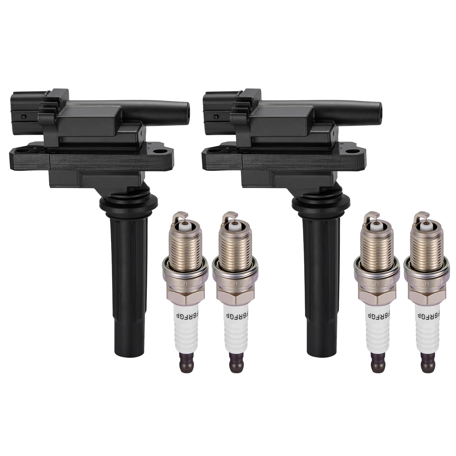 BDFHYK 2 Ignition Coil UF276 and 4 Spark Plug 2262 for Mazda Protege 99-03